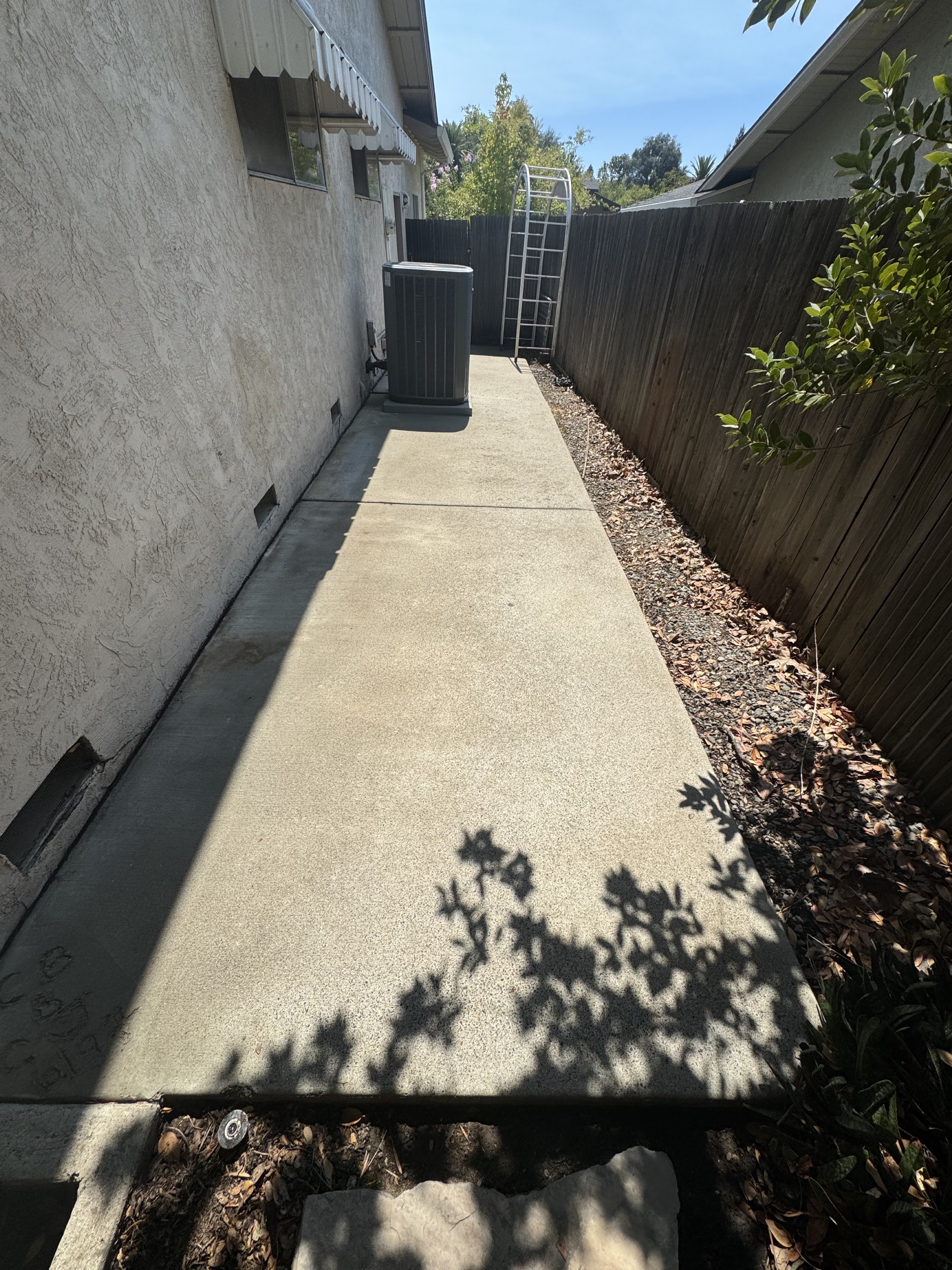 Additional cleaned concrete area